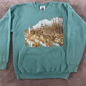 Vintage Lee teal Deer Print Men's Sweater XL